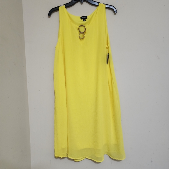 TACERA Sleeveless Flowy Shift Lined Dress sz Large Yellow NWT - Picture 8 of 14